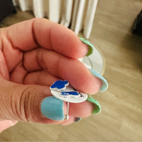 Blue Silver Stud Earrings - Picture 7 of 11